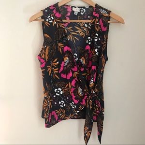 NEW A New Day Floral Sleeveless Wrap Top